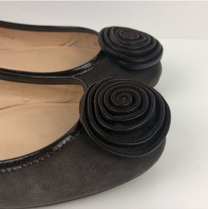 Talbots Brown Leather Suede Rosette Ballet Flats Size 8